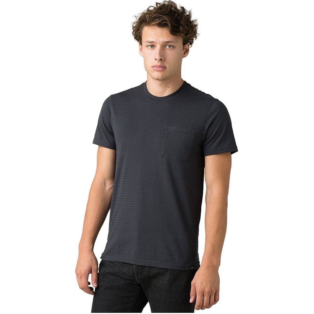 Prana Rex Short Sleeve Slim Fit Organic Cotton Blend Crew Shirt Sz L
